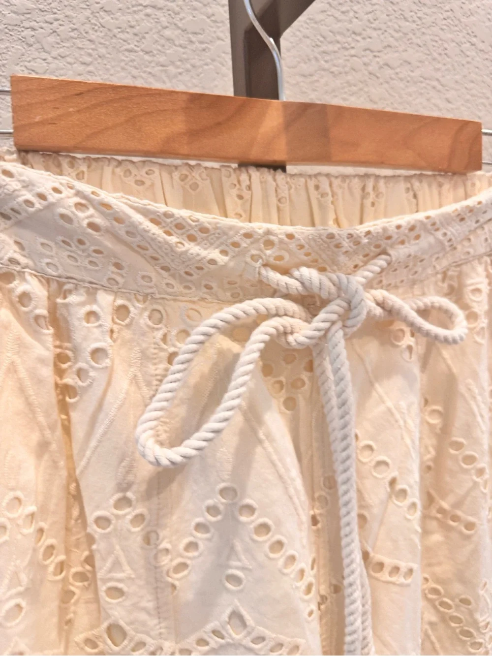Free People Emma Embroidered Cream Eyelet Wide-Leg Pants